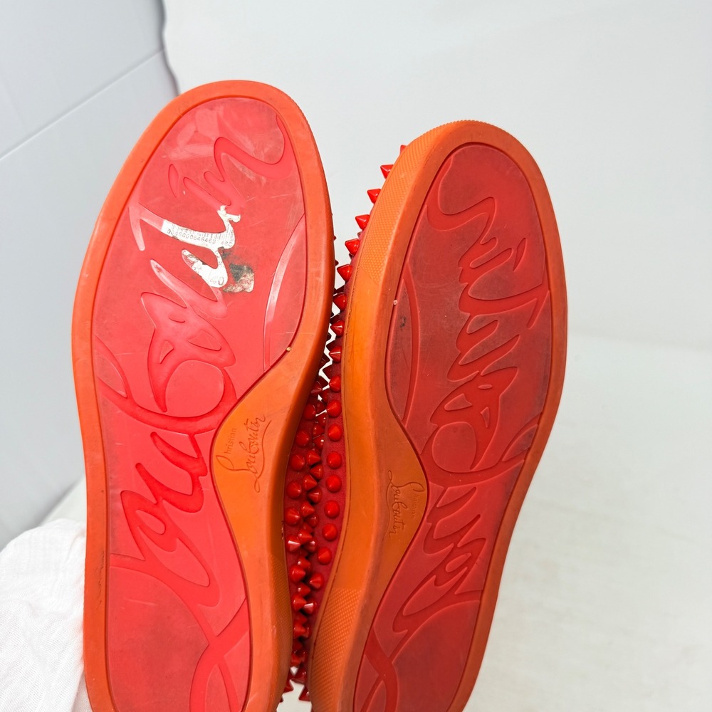 Christian Louboutin Roller Boat Spiked Red Slip On Sneakers Size 10.5 Luxury‎ - Picture 9 of 11
